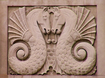 This photo of a stone carved relief of seahorses on the outside of the Bank of Nova Scotia in Halifax was taken by Bill Davenport of Kentville, Canada.